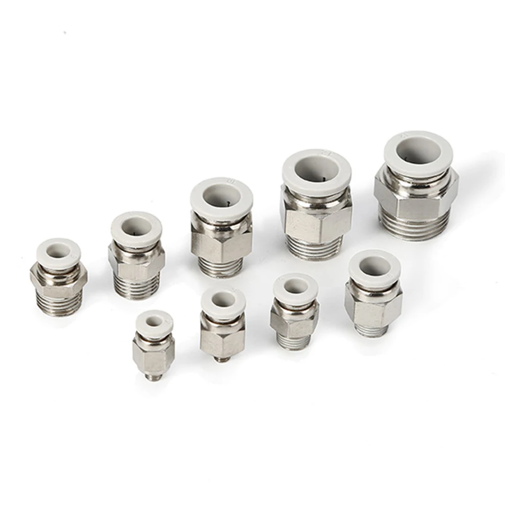 PC Pneumatic Connector White Hose Connector Male Thread Air Pipe Quick Connector 12mm 10mm 8mm 6mm 4mm 1/4