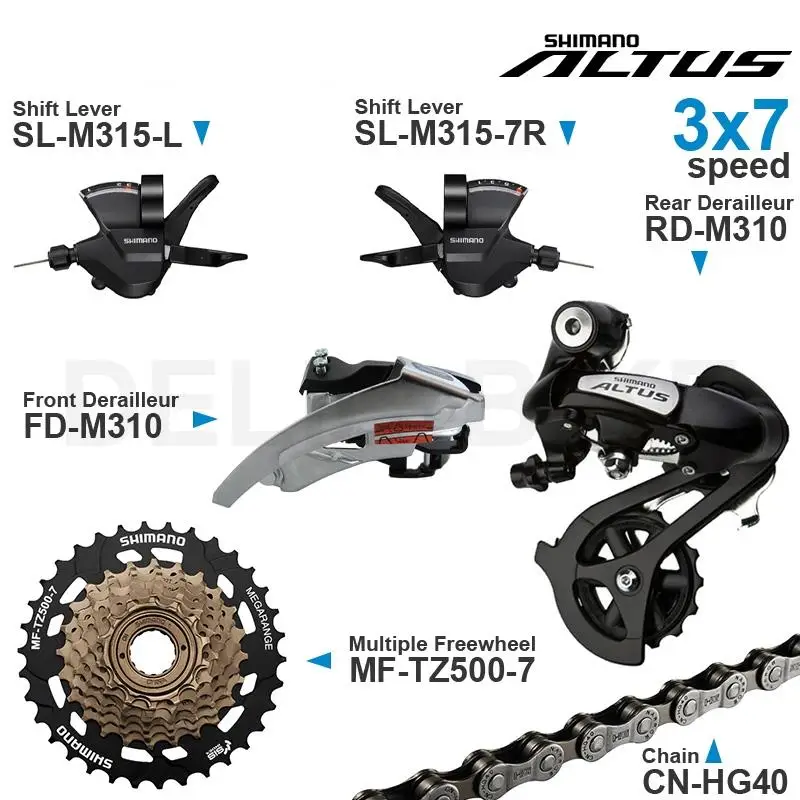 SHIMANO ALTUS ACERA 3x7 Speed Groupset include M315 Shifters M310 M360 Front/Rear  Derailleur MF-TZ500 Cassette Sprocket Chain