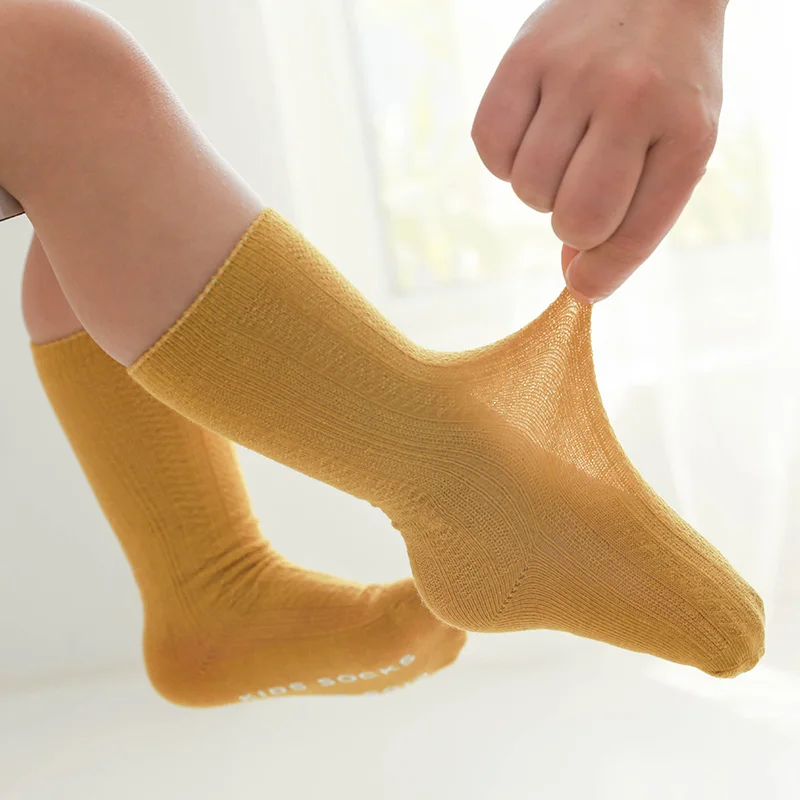 Kids Anti Slip Knee High Sock Children Toddler Girl Boy Newborn Infant Summer Cotton Mesh Cute Long Sock Kawaii Baby Accessories