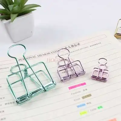 10pcs Simple Metal Hollow Clip Color Long Tail Photo Clip Note Clip Ticket Holder Grid Photo Wall Decoration