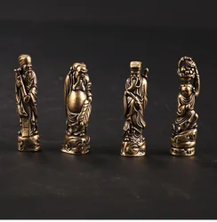 Handmade retro Brass The Eight Immortals Crossing the Sea statue DIY desktop ornament Miniature Fitting Pendant accessories a52