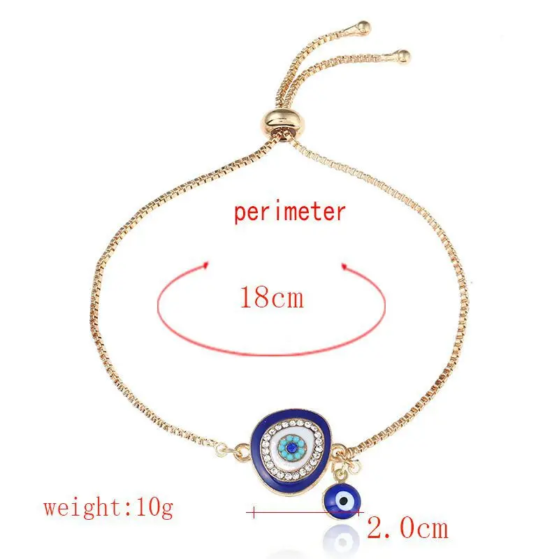 Trendy Blue Evil Eye Bracelets For Women Enamel Hamsa Fatima Hand Charm Adjustable Chain Bangle Vintage Female Jewelry