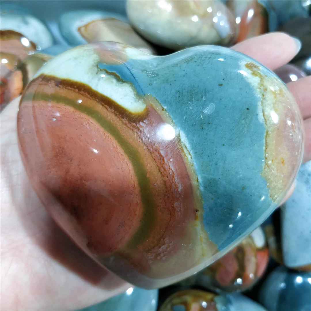 Natural Sea Jade Mineral Ocean Jasper Heart Ornament For Home Decoration Accessories Scenery Landscape Stone Cabochons Jewelry