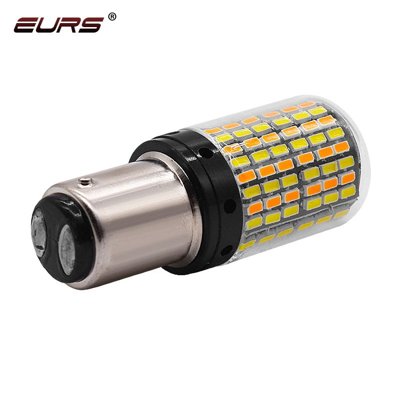 

Светодиодная лампа EURS 1157 Led Bay15d P21/5w, сигнальная лампа P21w Led 7443 3157, лампа 168smd ДЛЯ Canbus, тормоза, фотолампа белого и желтого цвета, двухцветная фотолампа 12 В