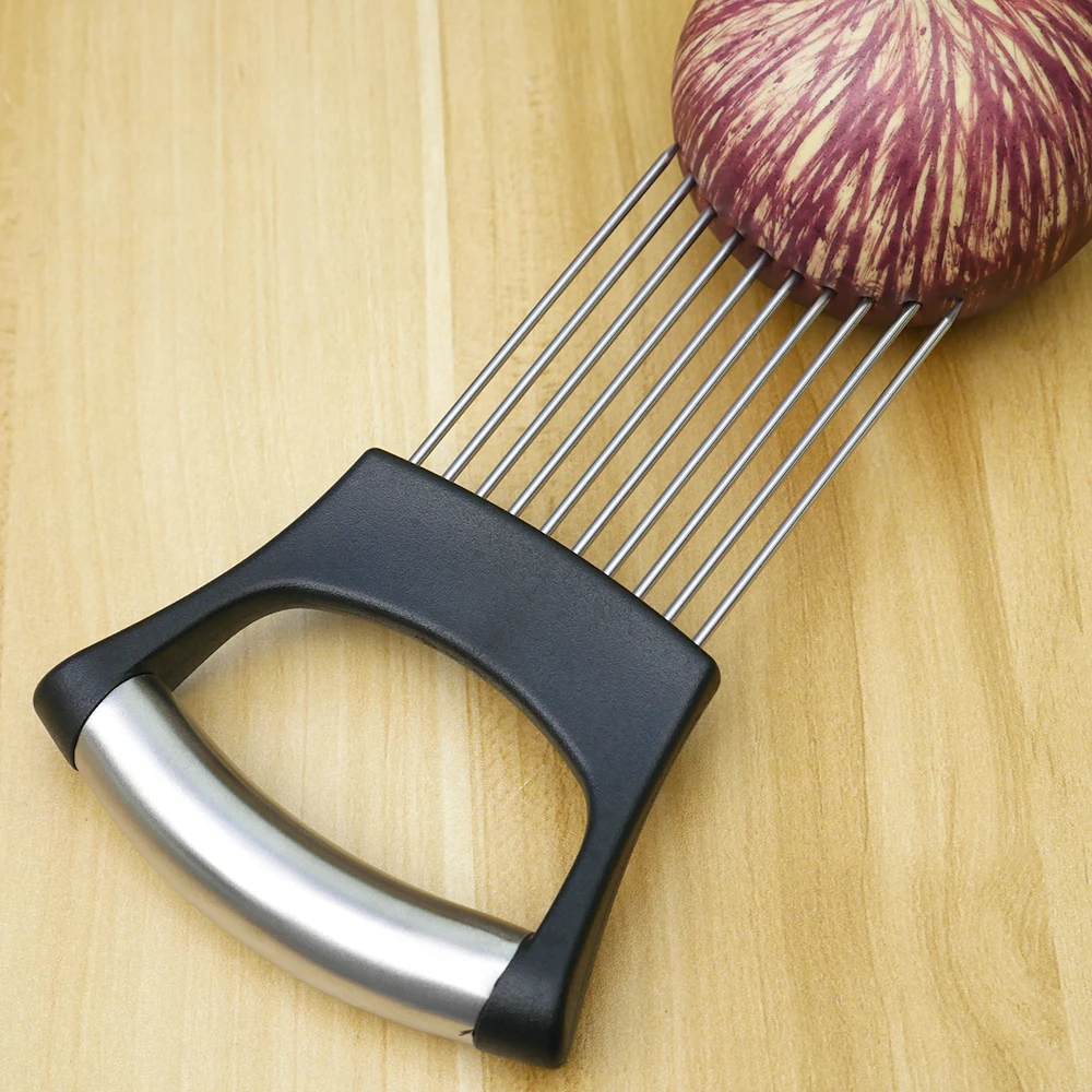 Stainless Steel Onion Slicers Holder Vegetable Tomato Shredders Kitchen Tools for Slicing Meat Cheese Blocks Pin Needle