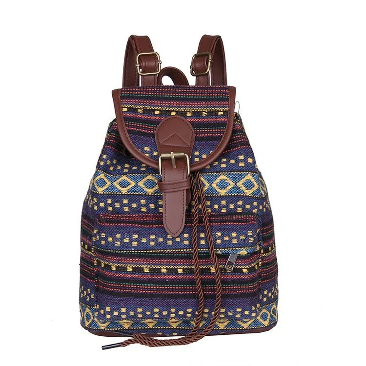 School bag Canvas Ethnic Women\'s Backpack Casual Drawstring Bucket Bag Fashion Backpack school Plecaki Dla Dzieci School Bags