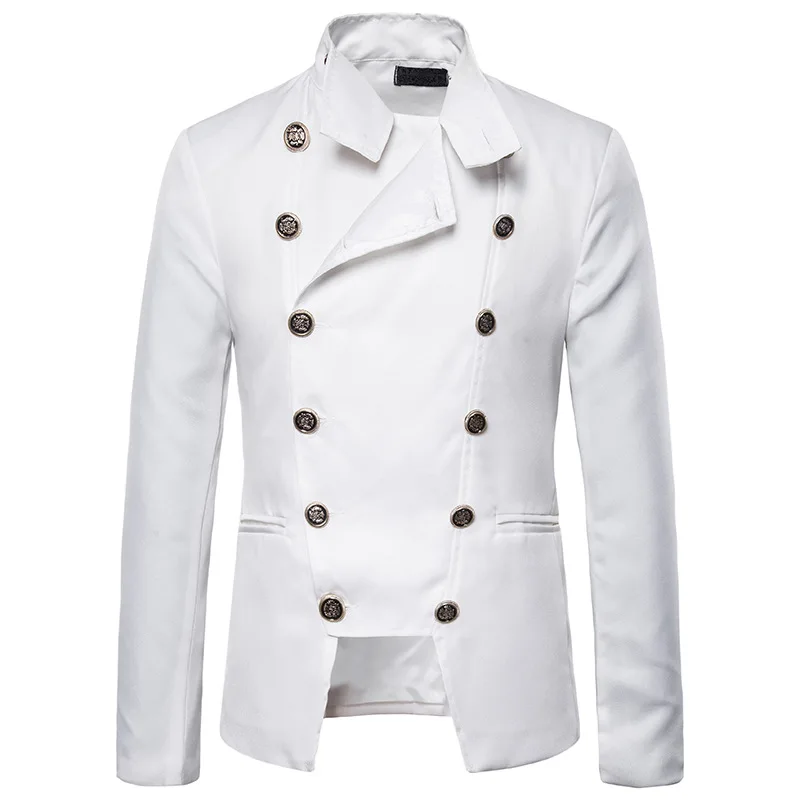 Mens Stylish Double Breasted White Blazer Jacket 2022 Brand New Casual Slim Fit Party Wedding Suit Jacket Men Stage Prom Blazer