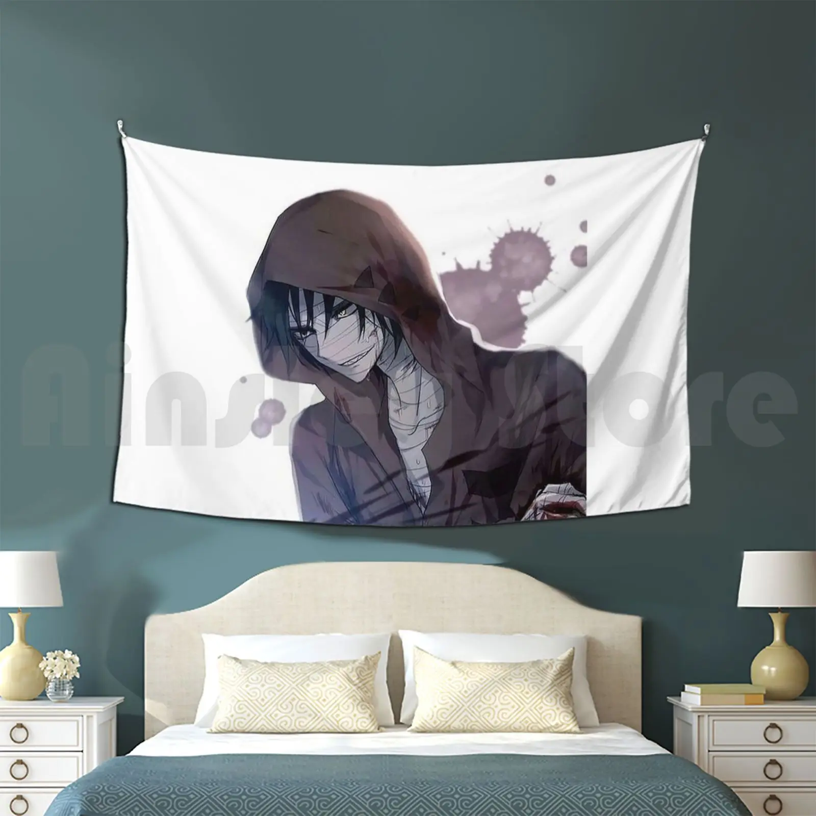 Angels Of Death Ending Zack Fan Tapestry Living Room Bedroom Anime Manga Japan Japanese Kawaii Cute Weeb Nerd