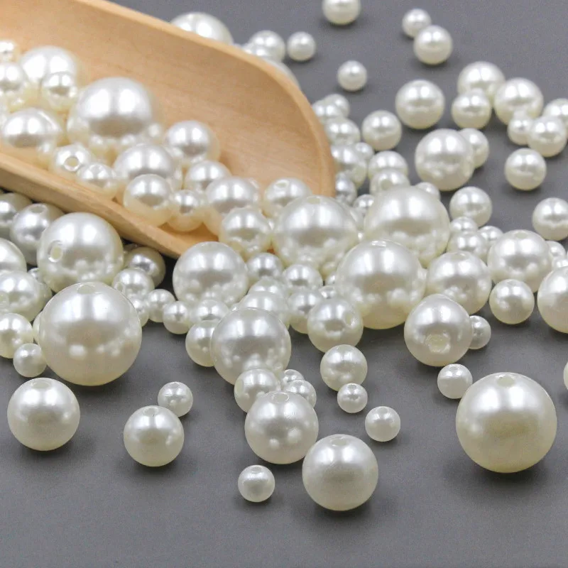 4-20mm ABS imitation pearl loose bead accessories decoration double hole round bead DIY hair accessories clothing accessories