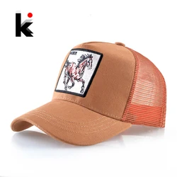 New Fashion Baseball Caps Men Women Snapback Mesh Baseball hats With Horse Embroidery Patch Trucker Casquette Summer Visor Caps