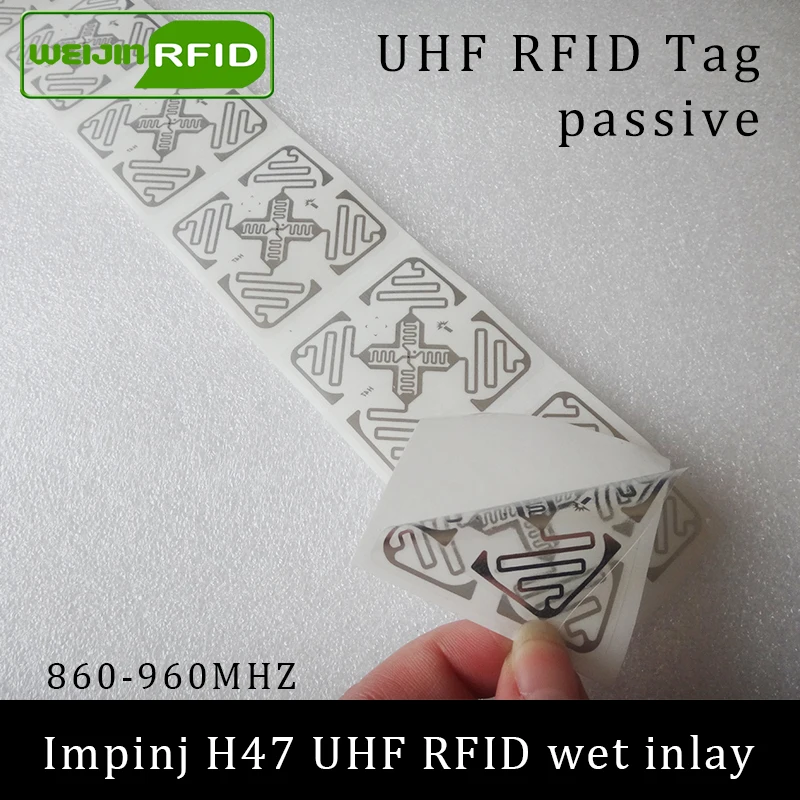 UHF RFID tag sticker Impinj H47 wet inlay 915mhz 900 868mhz 860-960MHZ  EPCC1G2 6C smart adhesive passive RFID tags label