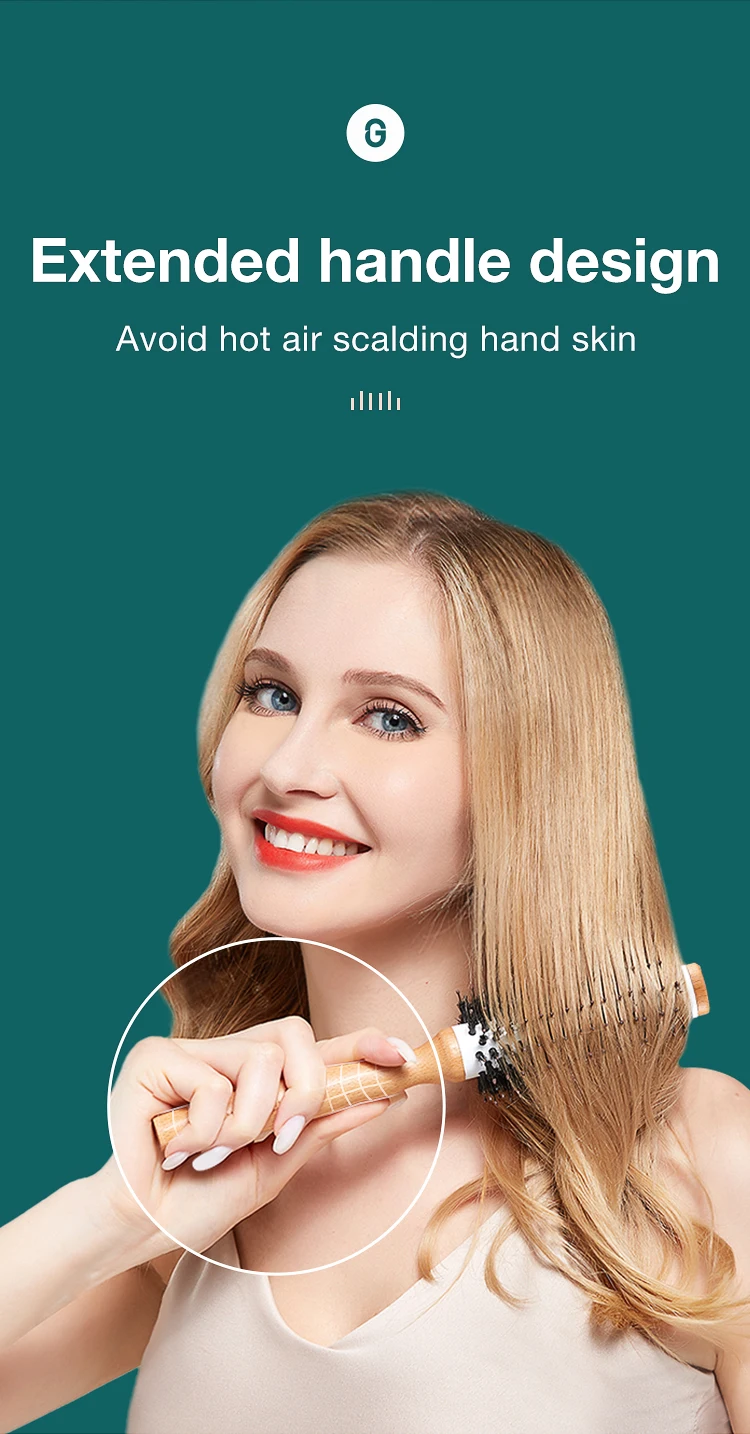 MR.GREEN Haarbürste mit Wildschweinborsten, rundes Styling, Lockenrolle, Haarbürste, Entwirrungskamm aus natürlichem Holz für langes, lockiges oder jeder Art – Detail 8