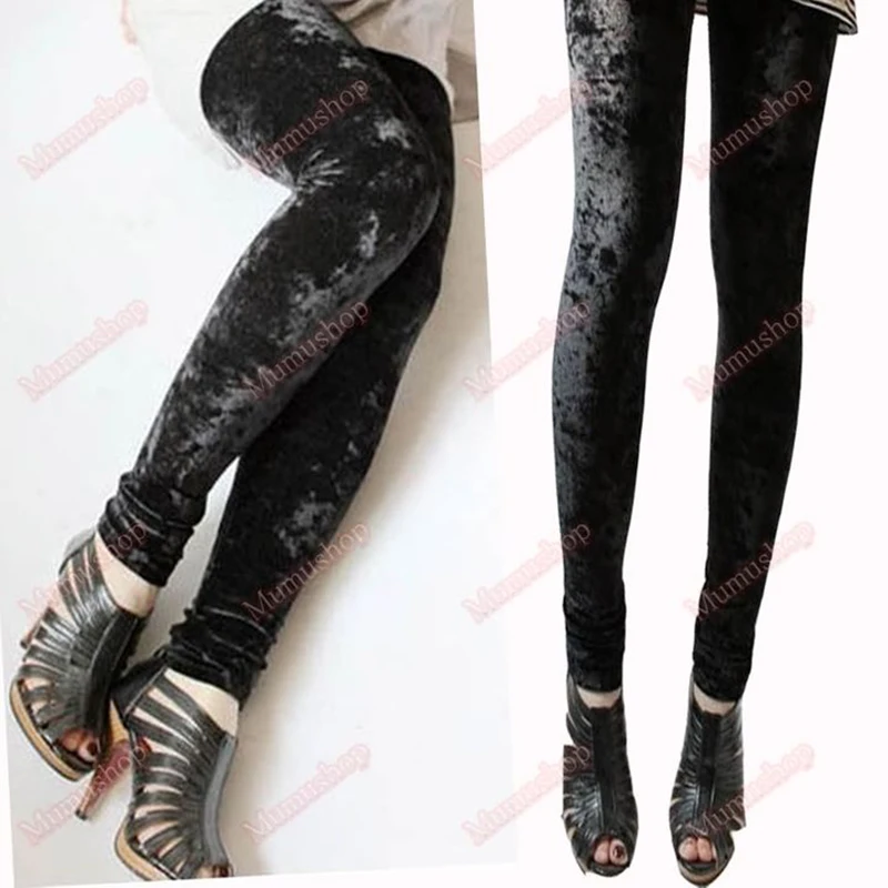 Punk Rock Velvet Pants Slim Fitted Leggings Women Girl Fashion Yoga Pants Tights