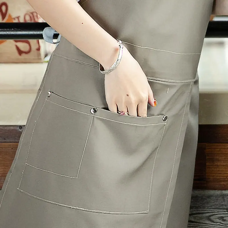 Customized Embroidery Or Printing Logo On Aprons For Chefs In Coffee Shops, Tea Houses And Restaurants Split Fork Strap Apron