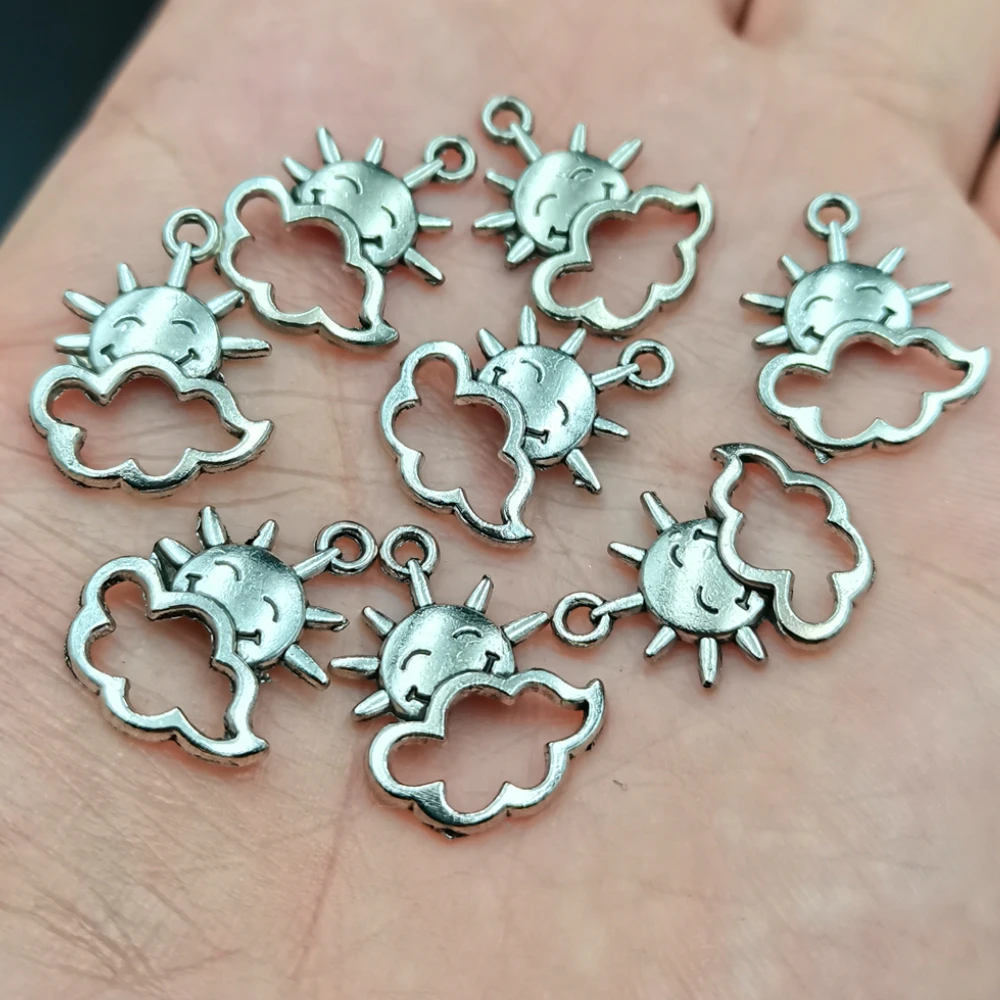 Antiquing 10pcs Metal Alloy Sun and clouds Charms Pendants DIY Earring Bracelet Necklace Jewelry Findings