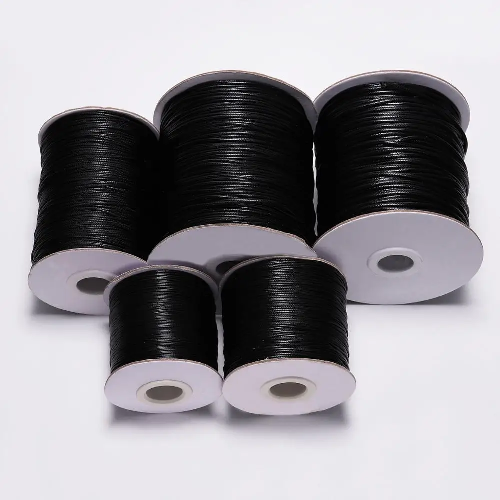 10M/lot 0.5 0.8 1.0 1.5mm Black Waxed Cotton Cord Thread Cord String Fit Beading Craft DIY Necklace For Jewelry Making Supplies