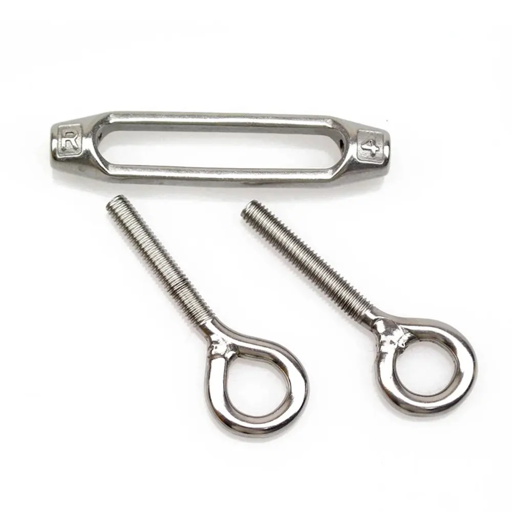 Silver 304 Stainless Steel European Style Eye & Eye Turnbuckle M4/M5/M6 Turnbuckle Adjustable Wire Rope Tensioner