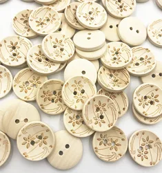 50pcs Flower Wood Buttons Sewing Scrapbooking Gift Handwork Home Clothing Decor Wooden Decorative handmade  WB753