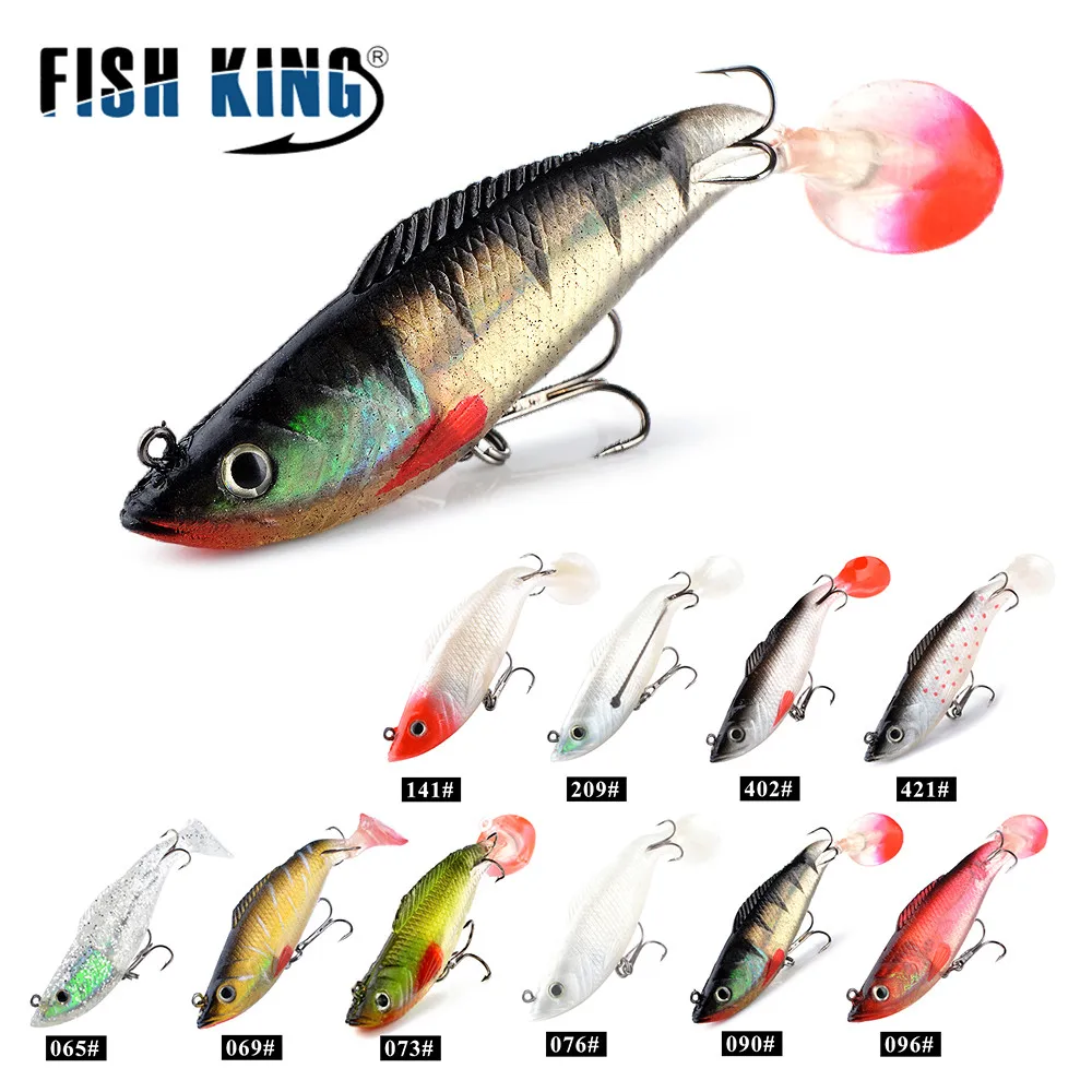 

FISH KING 1PC 3D Eyes 8/10/12CM 10Color Lure Soft Bait Jig Fishing Lure Fish Swimbait Treble Hook Fishhook