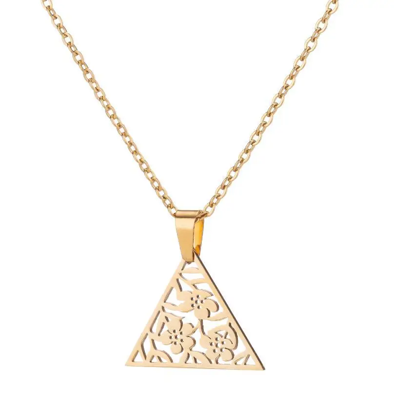 BAECYT Stainless Steel Triangle Pendant Necklace For Women Ladies Bijoux Collier Geometric Gold Necklace Christmas Gifts