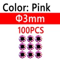 100 piezas de 3 mm de color rosa