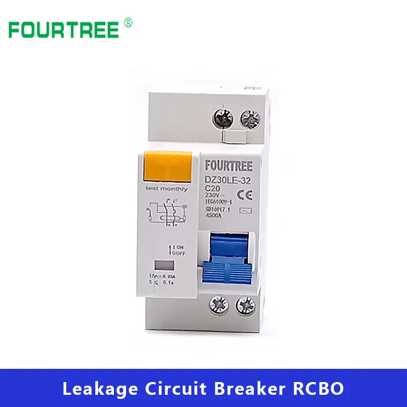 DPNL DZ30L 230V 1P+N Residual Current Circuit Breaker With Over And Short  Leakage Protection RCBO MCB  Lead Rail Laser Printing