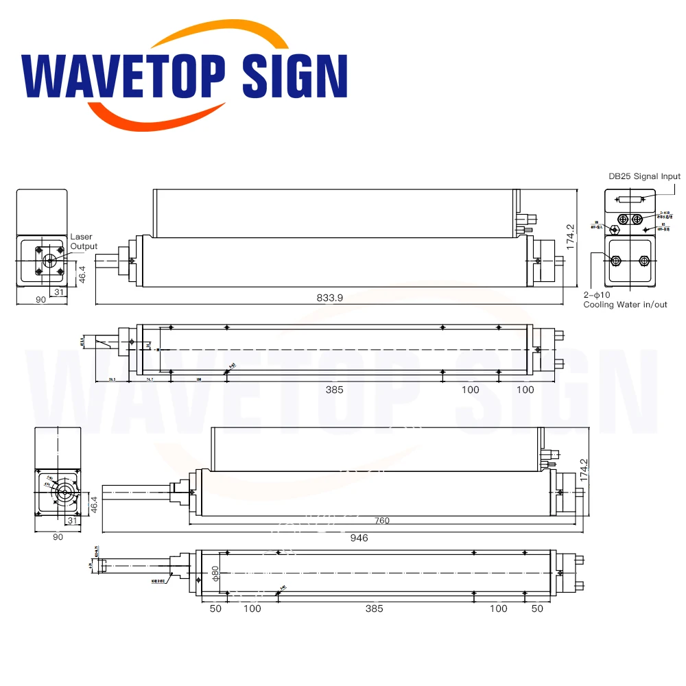 WaveTopSign CO2 Laser Source Laser Module CR120 CR150 for Co2 Laser Marking Machine