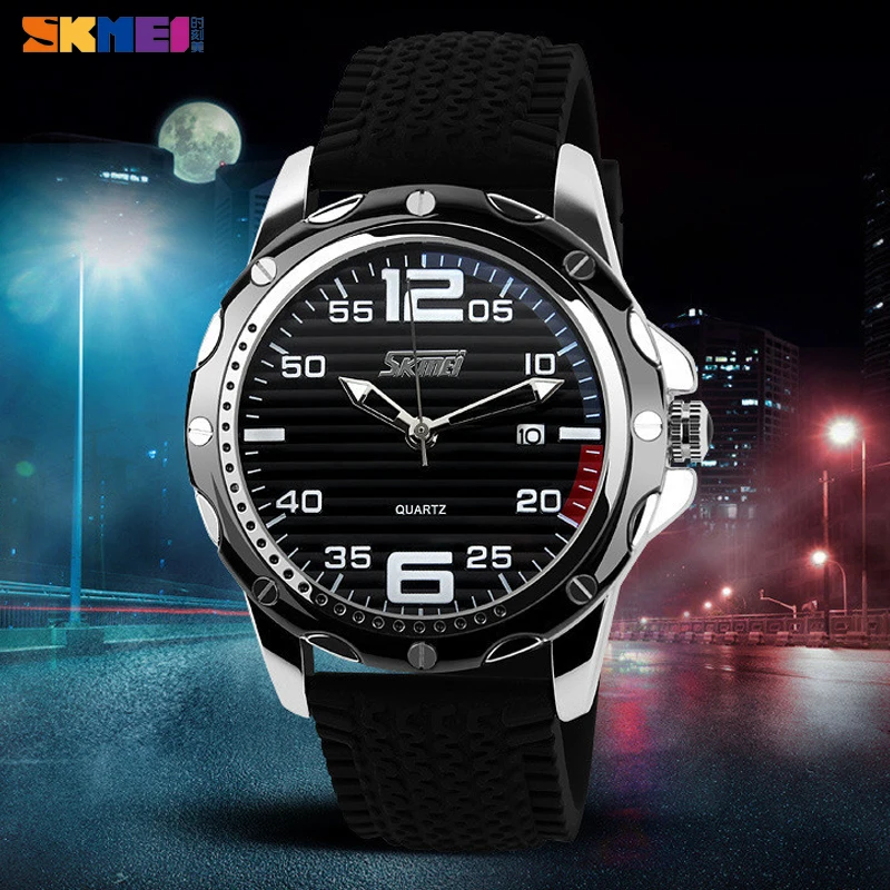 SKMEI Fashion Casual Watch for Men Quartz Wristwatch Silicone Strap Simple Dial with Date Wateproof Man Clock relogio masculino