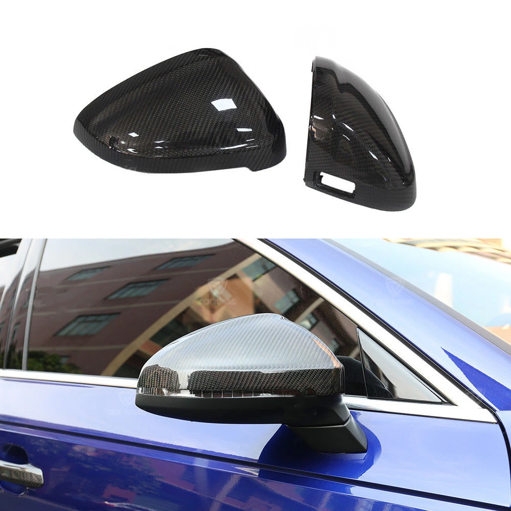 

For Audi RS4 S4 A4 B9 2017+ Carbon Fiber Mirror Cover Replacement With Side Assist Car Exterior Rear View Case Reverse Cap Shell