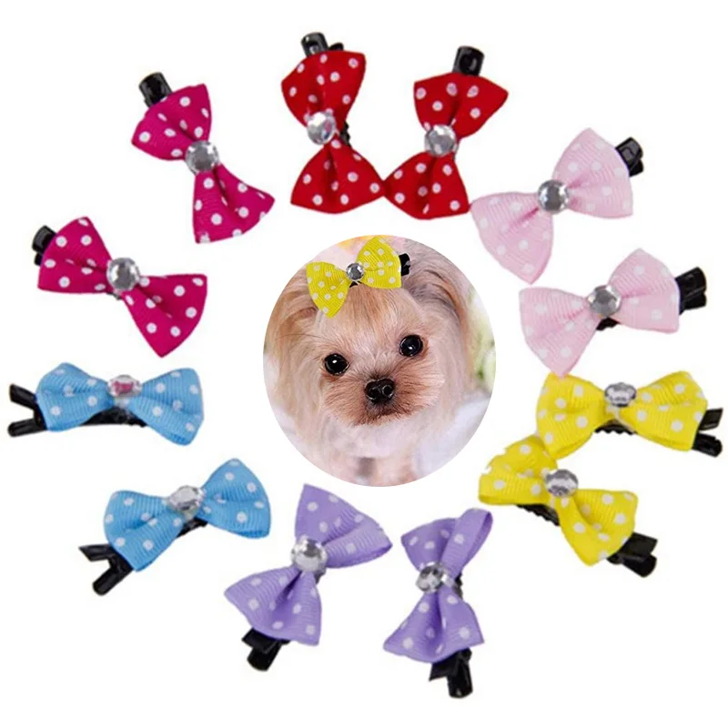 3pcs Dog Hair Bows Hair Clips Mini Bow Pet Dog Cat Hairpin Pet Grooming Hair Accessories (Random Color)