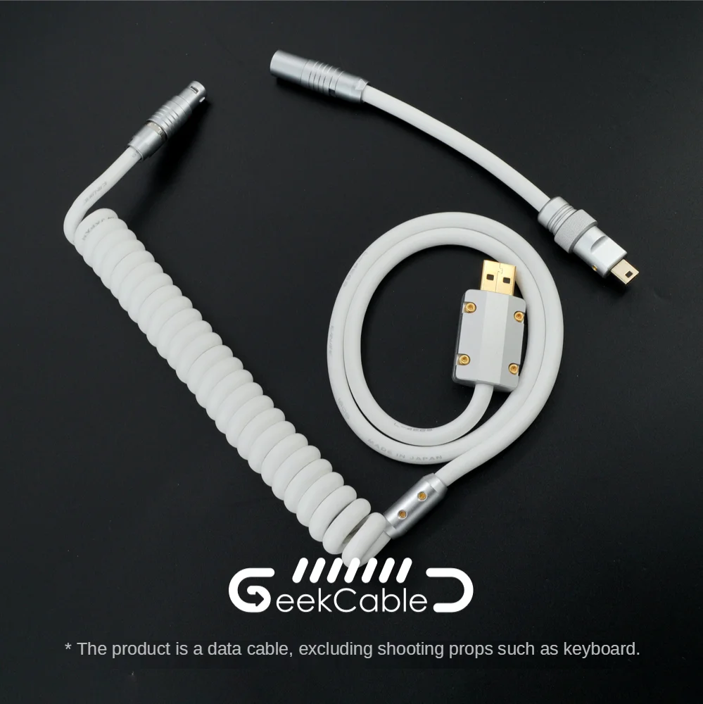 

GeekCable Manual Customized Keyboard Cable Type-C Rubber Data Cable with Aviation Plug, Top with White Type-C Mini Micro PH/XH