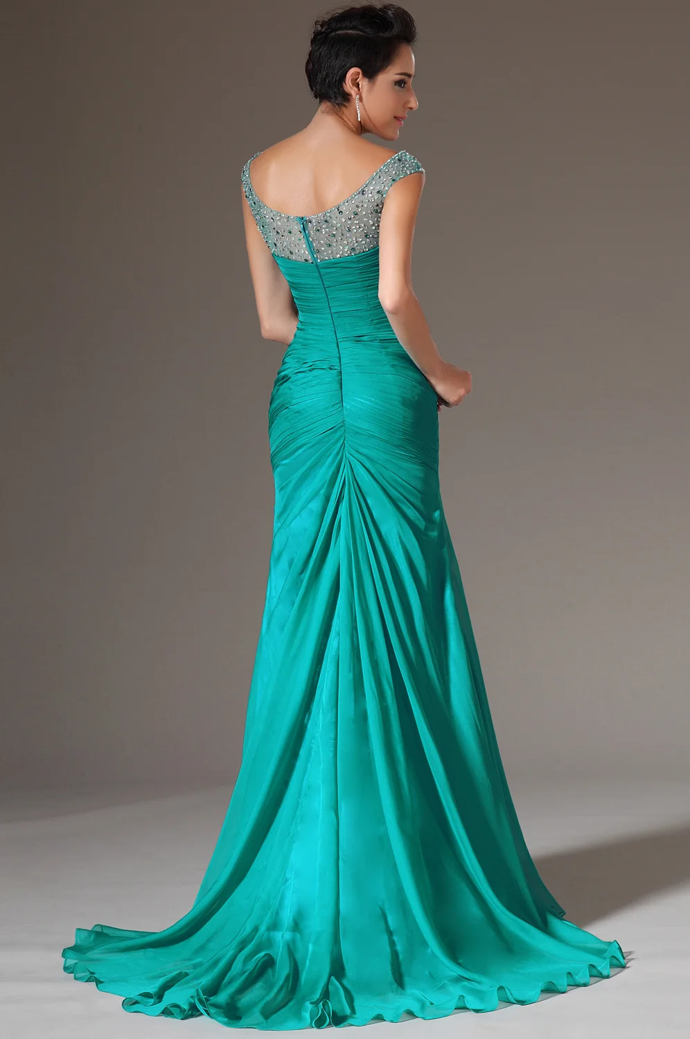 Hot Sale Green Color 2020 vestido de noiva Sheath Floor Length Long Pleats Crystal Chiffon Formal Prom Gown bridesmaid dresses