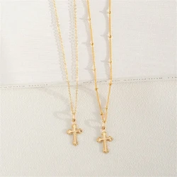 Cross Pendants Necklace 14K Gold Filled Cross Jewelry Gold Choker Minimalism Necklace Collier Femme Kolye Boho Women Necklace