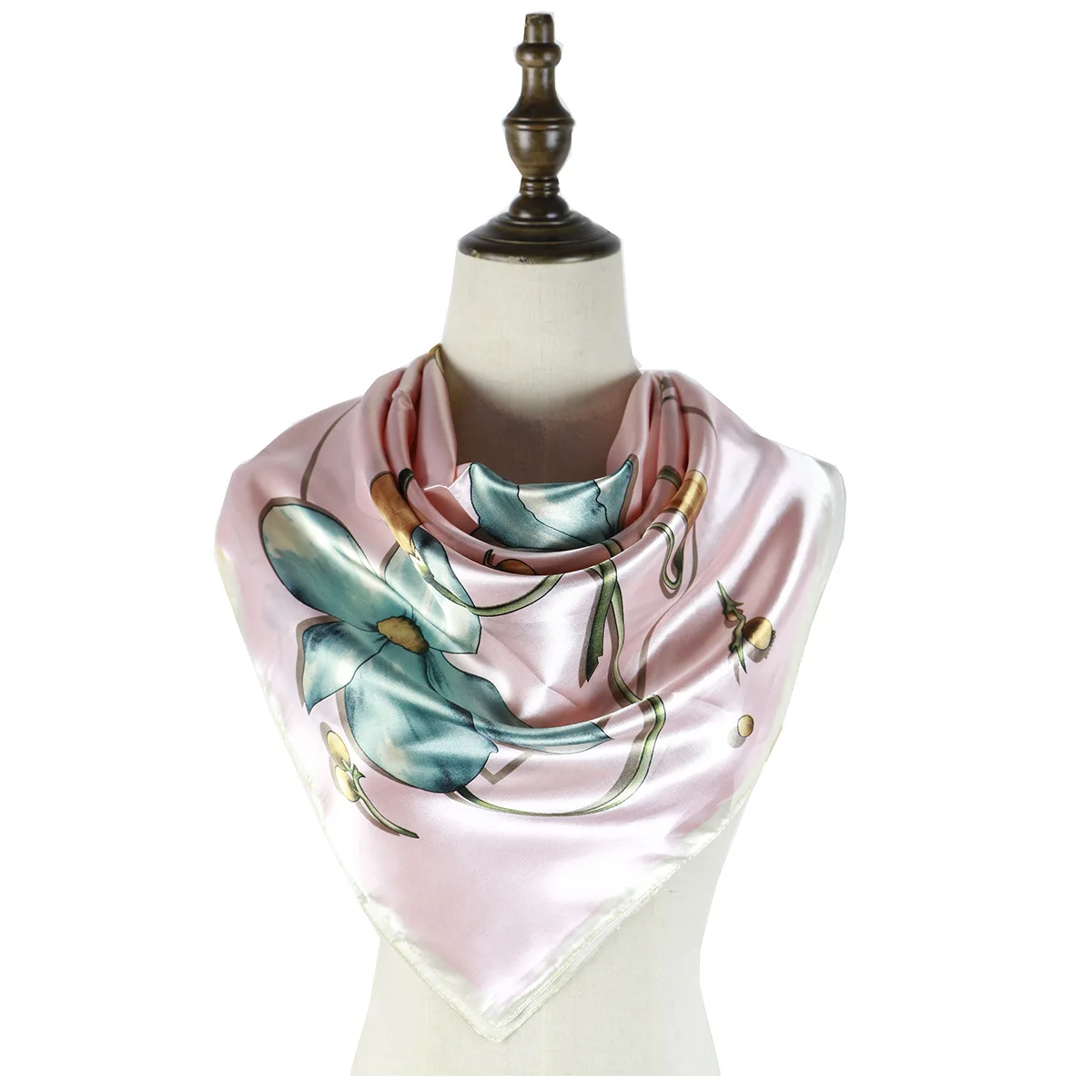 Flower Printing Silk Scarfs Shawl Satin Square Hot Selling Head Cover Women Mujer Invierno