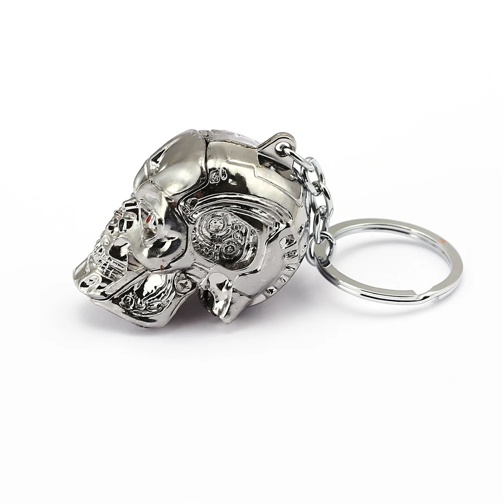 Personality 3D Alloy Skull Head Key rings  Cartoon Abnormity Terminator keychain Popular Jewelry Mobile phone Bag Key pendant