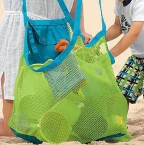 Anti Sand Beach Bag Toy Storage Large Mesh Durable Sand Away Drawstring Backpack