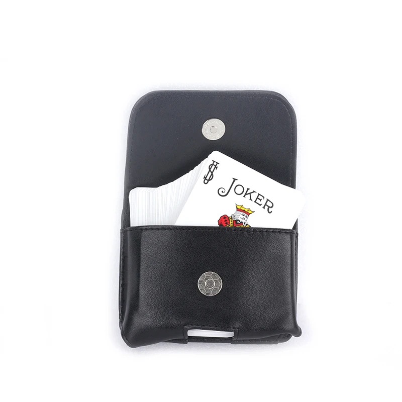 Leather Card Guard Playing Card Deck Carrier Case (Can Hold Two Decks) Card Clip Magic Tricks Close Up Accessories Gimmick Props