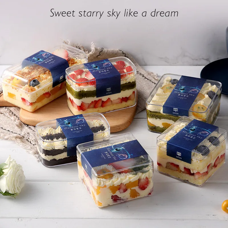 10pcs Square transparent hard plastic box birthday wedding Christmas party favors candy cake gift boxes dessert box no sticker