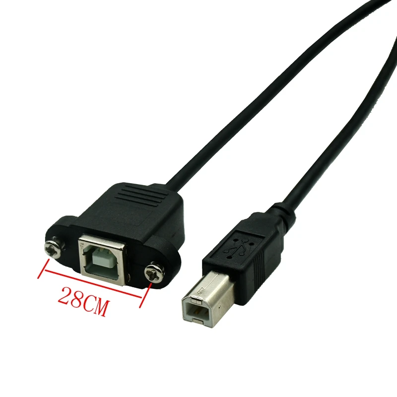 USB 2.0 Type B Male to Type B Female Printer Extension Cable With Panel Mount Screw Hole 30cm 50cm 100cm