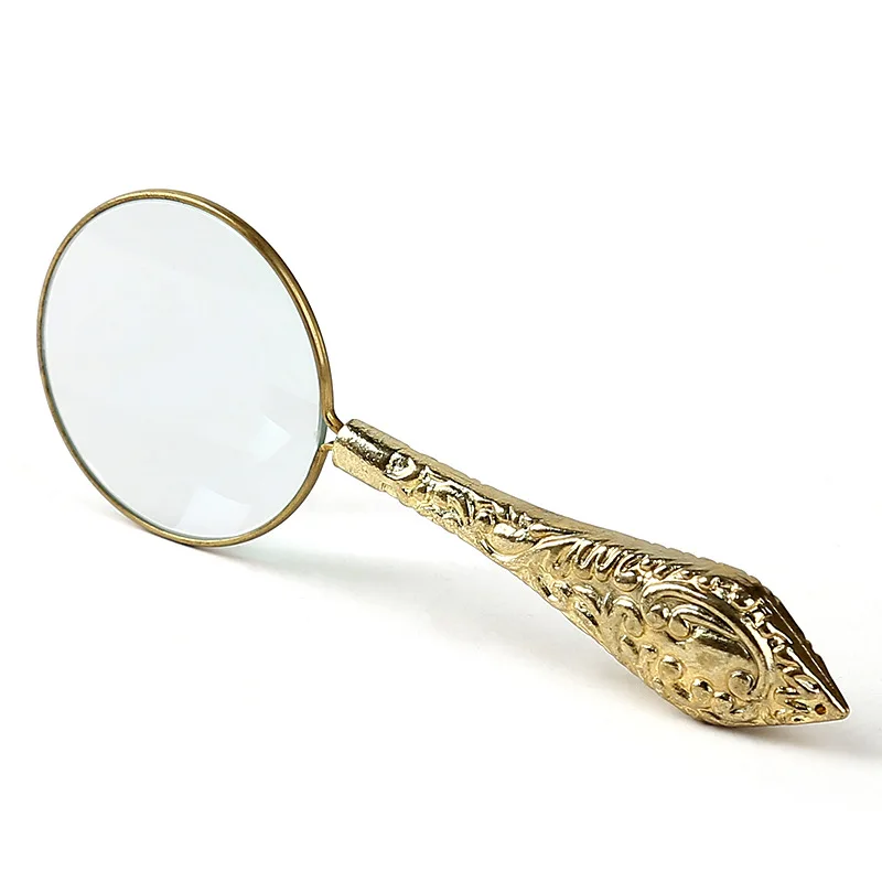 High-grade Metal Magnifying Glass Exquisite Magnifying Glass Hand-held Portable Magnifying Glass for Students and The Elderly 4X