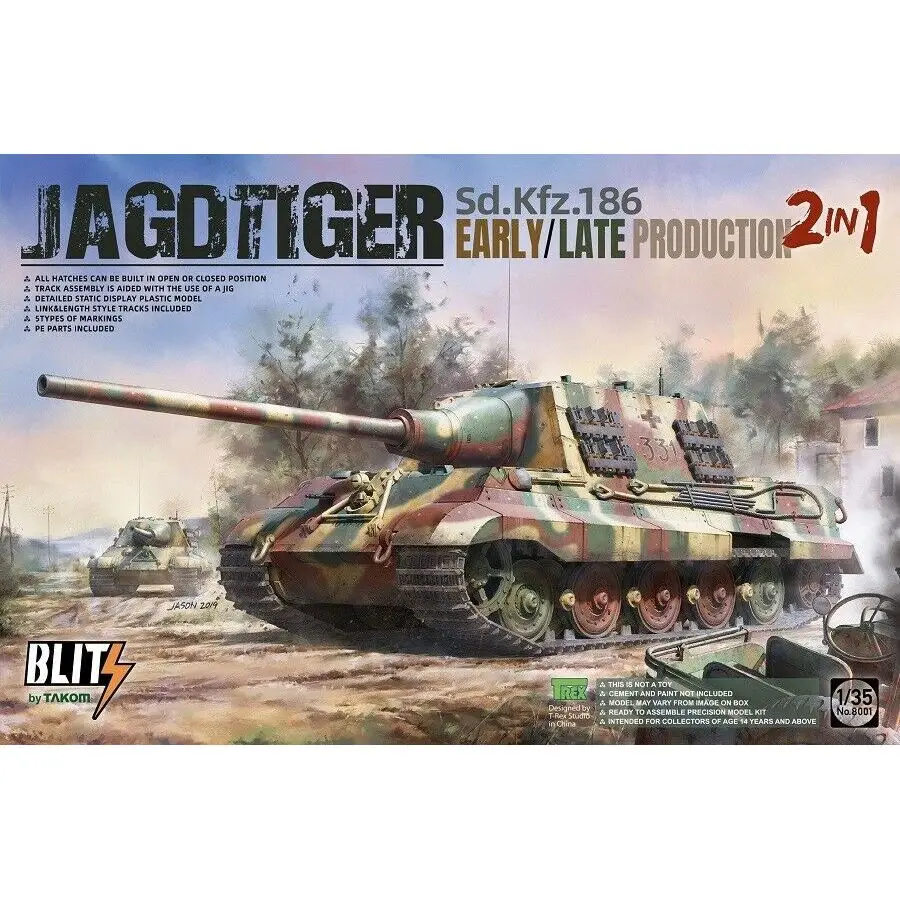 TAKOM 8001 1/35 Sd.Kfz.186 Jagdtiger Early/Late Production - Scale Model Kit