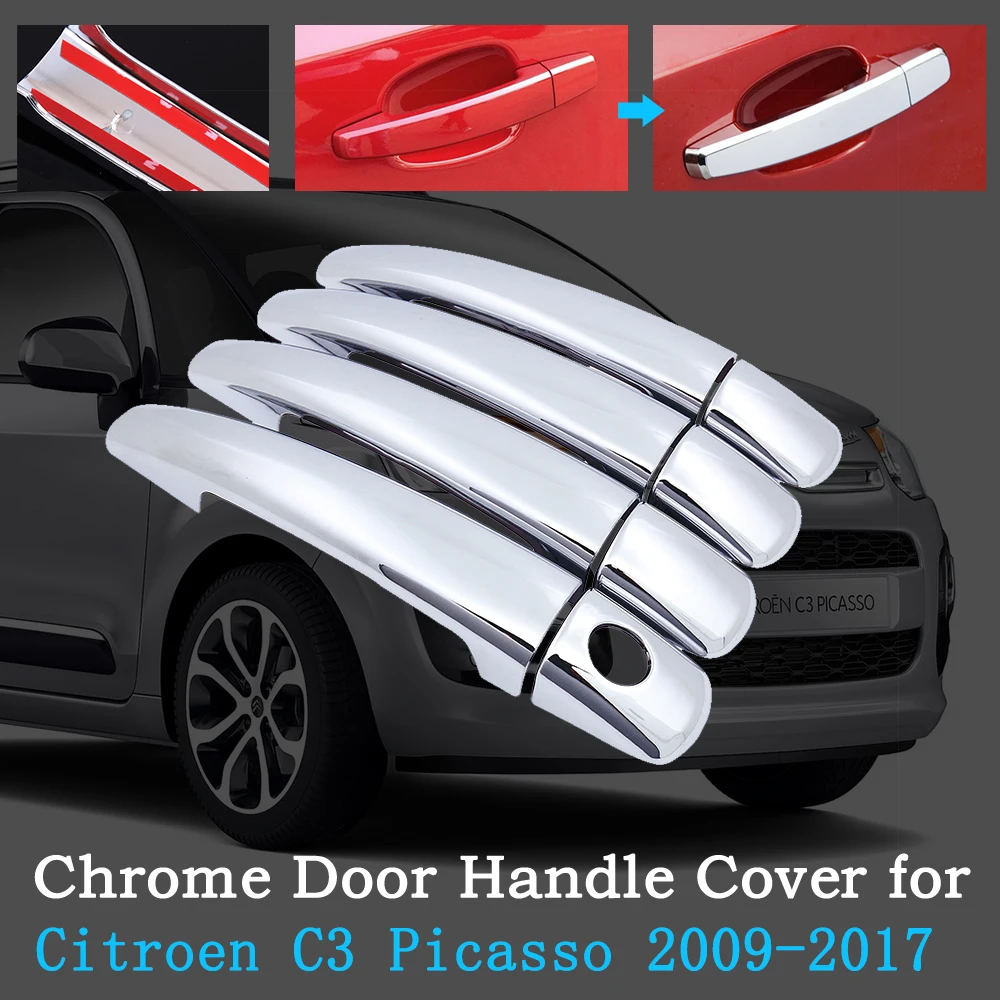 

Chrome Car Door Handle Cover For Citroen C3 Picasso 2009-2017 Trim Set Exterior Accessories 2010 2011 2012 2013 2014 2015 2016