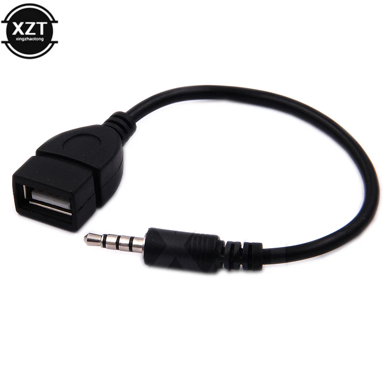 3.5mm Male Audio AUX Jack to USB 2.0 Type A Female OTG Converter Adapter Cable High Quality