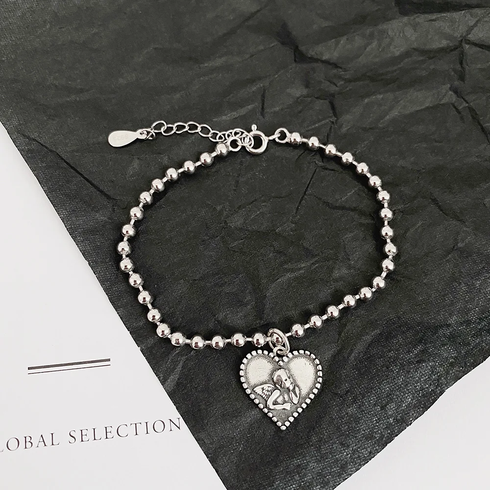 Thomas 925 Sterling Silver Round Angel Baby Love Bracelet Exquisite Temperament Bracelet For Women Men Gift