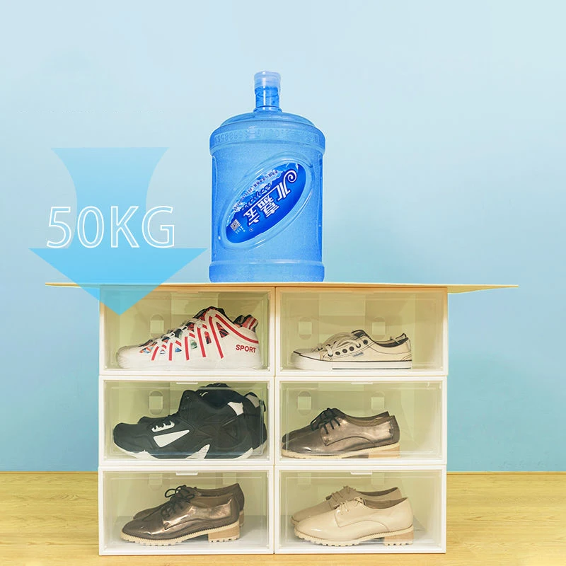 Dustproof Transparent Drawer Type Shoe Storage Box, Plastic Shoe Rack, Shoe Cabinet, Easy to Disassemble, 4 PCs
