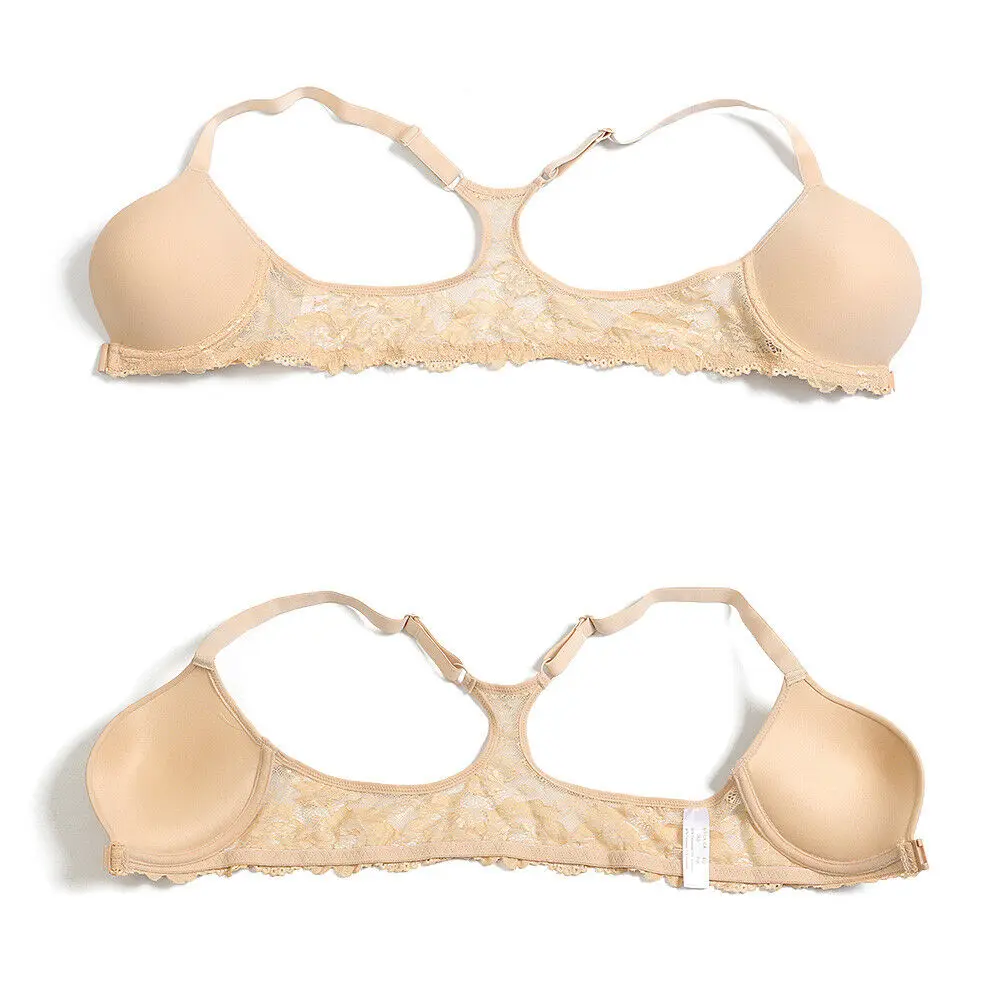 YBCG Women Bra Lace Embroidery Hollow Front Closure Nude Sexy Push Up Padded Bras Y-line Strap Flexible Bra For Women