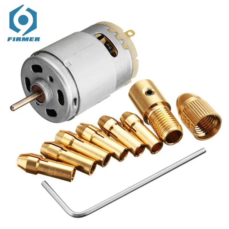 1pc Brand New DC 12V 500mA Mirco Motor With 5pcs 0.5-3.0mm Drill Collet Electric PCB Tool Set