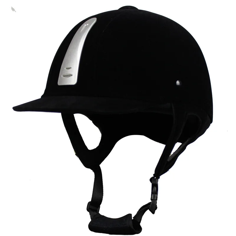 Equestrian Helmet Unisex Classic Velvet Horse Riding Helmet Horse Equipment Cycling Helmet Protection Cap 54-62cm Adjustable