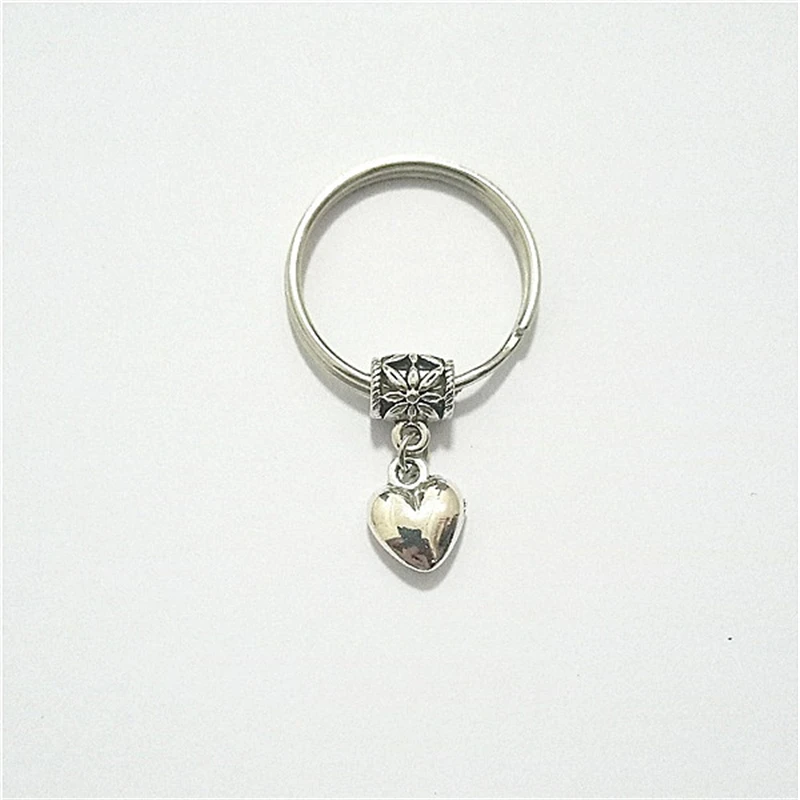 Small Love Heart Keychain, Antique Silver Color Heart  Key Ring, Couple Keychain, Gift for Daughter / Girlfriend / Sister