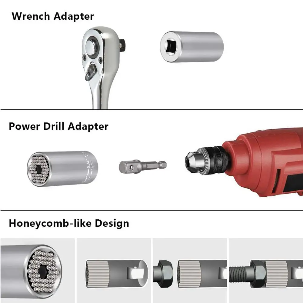 Universal Socket Professional Tools 9-27mm torque wrench set head key sleeve socket Ratchet Spanner Power Drill Hand Tools